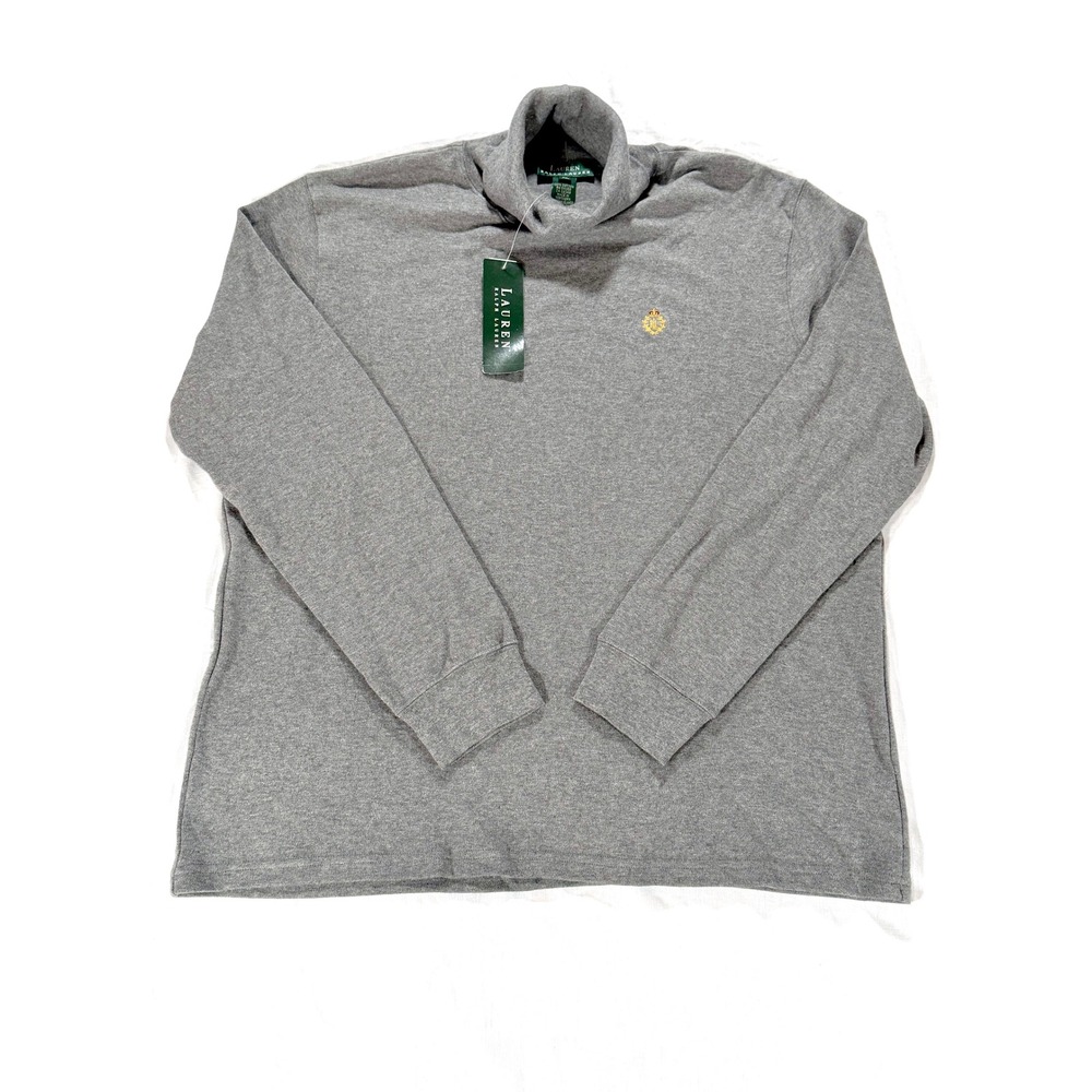 Lauren Ralph Lauren Mens XL Gray Cotton Turtleneck Long Sleeve Crest Logo NWT
